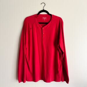 Rhone Red Performance Delta Pique Band Collar Henley Long Sleeve Top XL